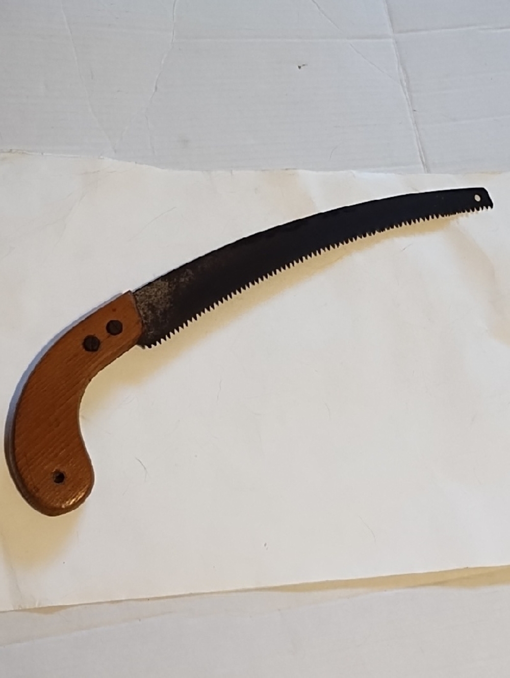 Wood-Handled Curved Hand Saw - Brown/Black